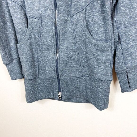 ATHLETA Blue Long Zip Up Hooded Sweatshirt with Thumbholes Size Small - Picture 6 of 10